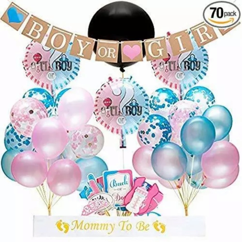 70pc BABY GENDER REVEAL Party Supply Complete Set!